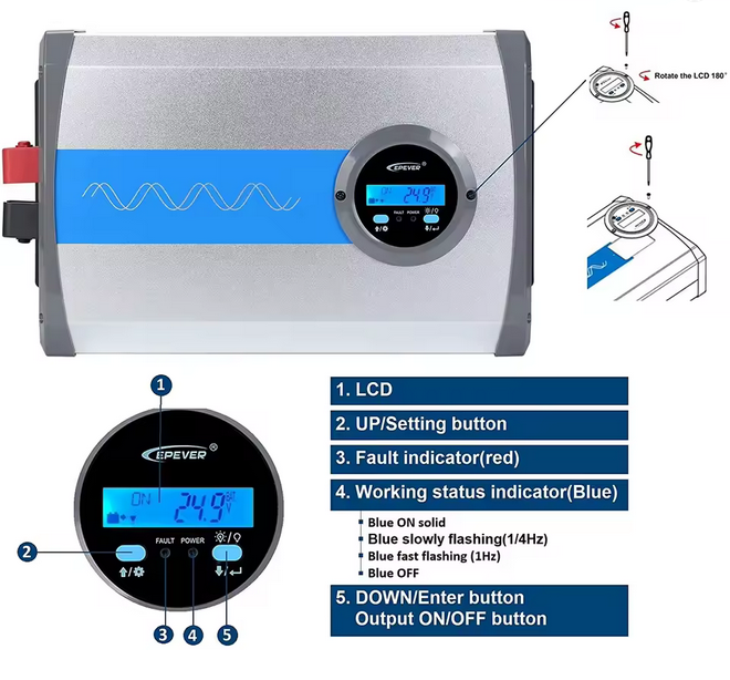 Convertidor Puro Epever 2000W 12V Convertidor Puro Epever 2000W 12V - Imagen 5